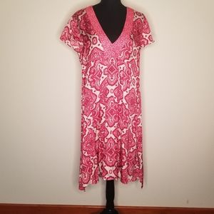 Odd Molly 100%viscose high-low hem red floral dress
